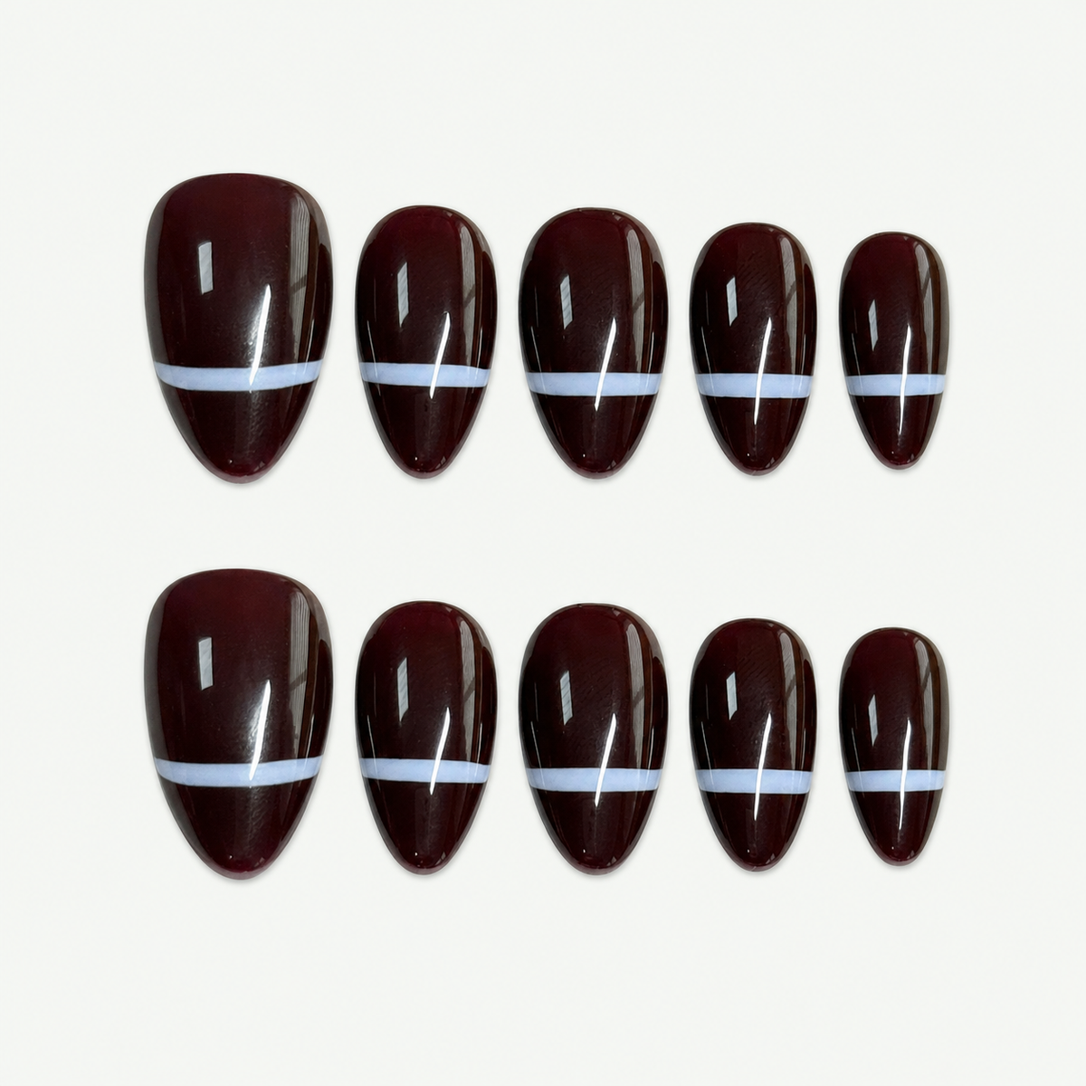 Burgundy Outline French Press-On Nails - NS0132