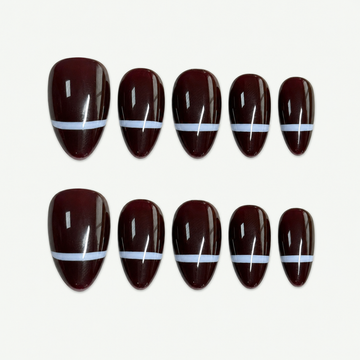 Burgundy Outline French Press-On Nails - NS0132