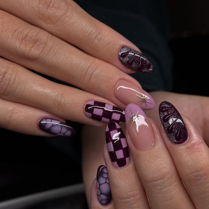 Plum Circuit Checker Press-On Nails – view 3