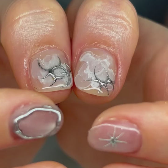 Silver Web Pink Graphic Press-On Nails product video