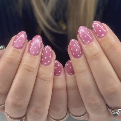 Pink Confetti Polka-Dot Press-On Nails product video