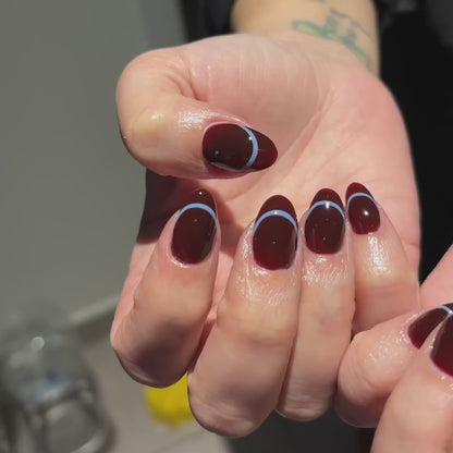 Burgundy Outline French Press-On Nails product video