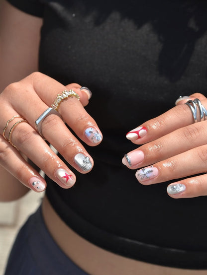 Silver Sky Mixed Graphic Press-On Nails – view 3