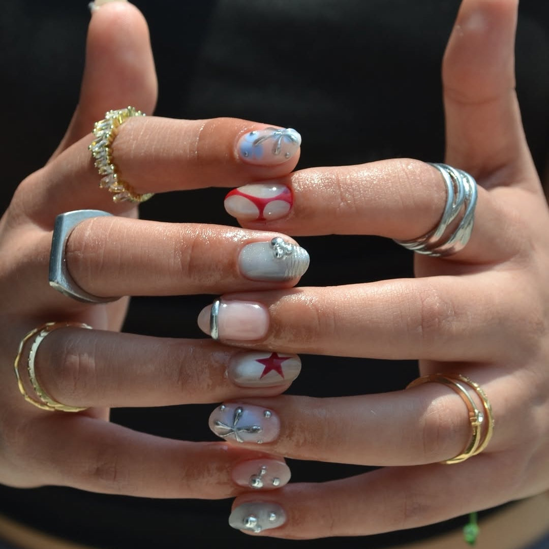 Silver Sky Mixed Graphic Press-On Nails – view 9