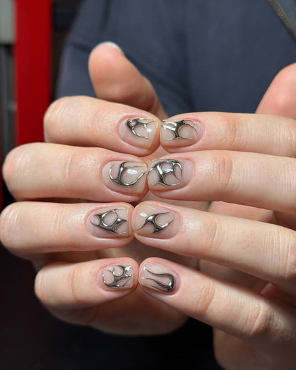 Taupe Current Metallic Line Press-On Nails – view 2