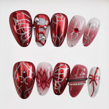 Crimson Lotus Short Almond Chrome