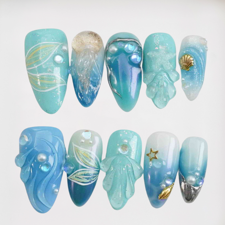 Atlantean Dreams Midium Almond 3D,Jelly,Ocean,Summer